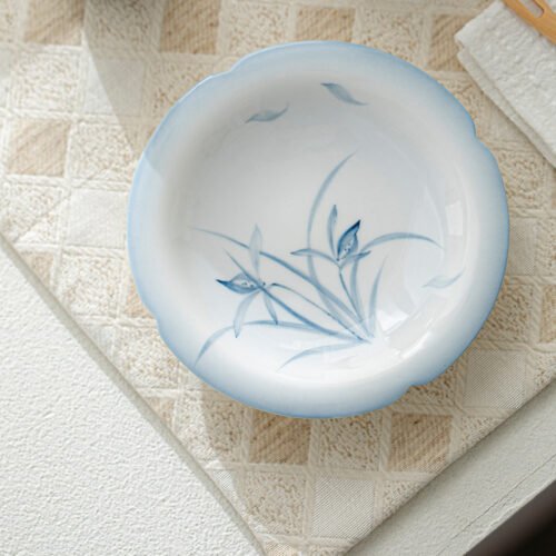 Jade Clay Rolled Rim Tea Tray with Cloud Orchid Carving
