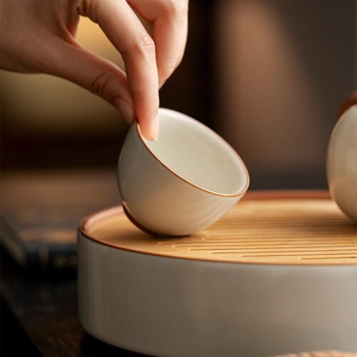 Beige Ruyao Harmony Cup - Handcrafted Celadon Teaware