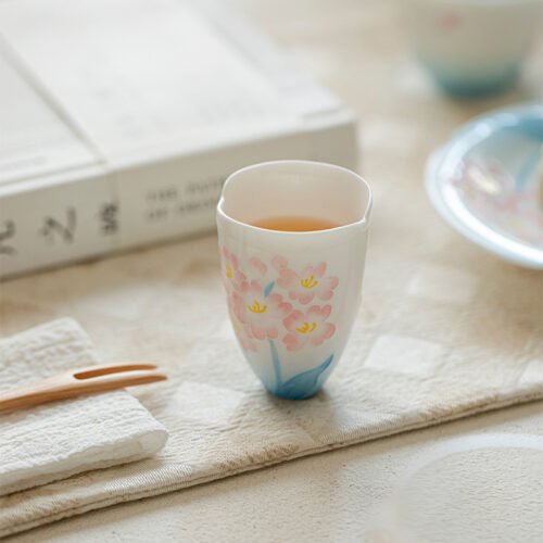 Jade Clay Teacup - Lotus Melody Design with Qingdeng Handle