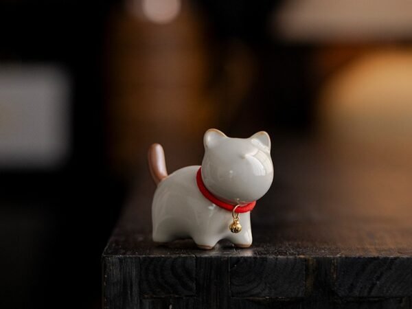 详情-3 Tea Pet - Chubby Cat Ceramic Companion Ruyao Glaze Style