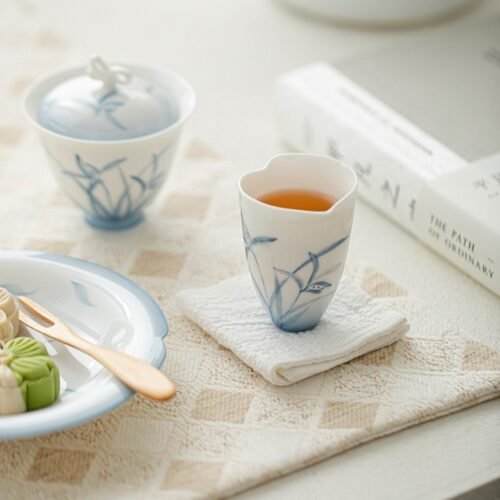 详情-4 Jade Clay Teacup - Cloud Orchid Serenity - Qingfei Design