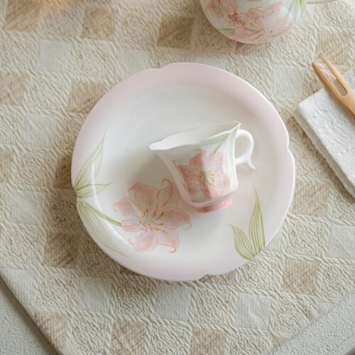 Jade Clay Tea Tray - Rolled Rim Ceramic Drip Catcher, Handmade Gongfu Tea Tray