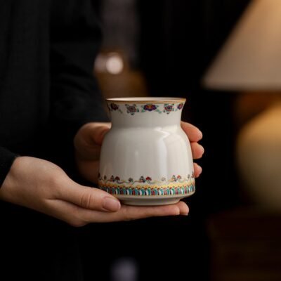 Beige Dunhuang Flying Apsara Tea Set - Six Tools of Tea Mastery, Handcrafted Celadon