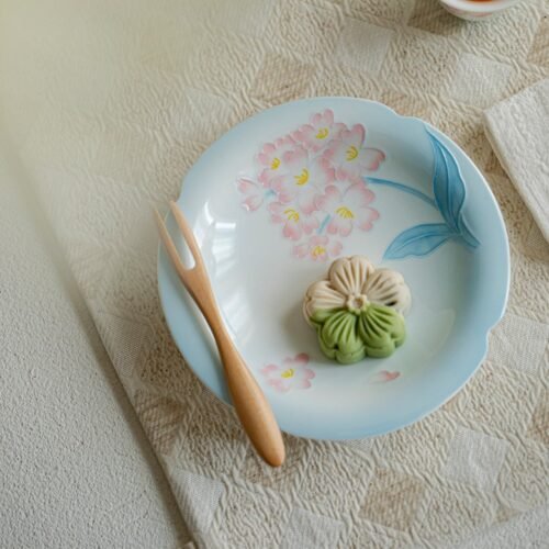 Jade Clay Tea Tray - Lotus Melody Design with Rolled Rim, Handmade Ceramic Tea Tray
