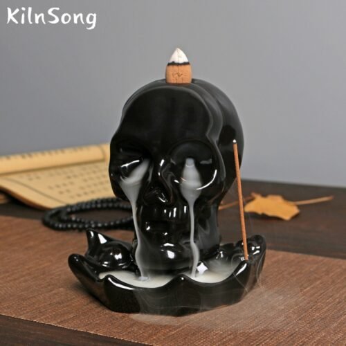 Skull Backflow Incense Burner - Gothic Ceramic Smoke Holder