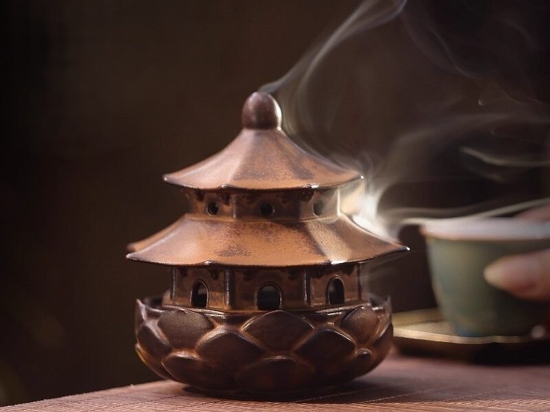 1_66dc67f5b5b2d848aa91a057c865b9e1 Lotus Pavilion Ceramic Incense Burner - Handmade Oriental Pavilion Smoke Holder