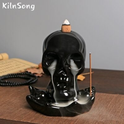 Skull Backflow Incense Burner - Gothic Ceramic Smoke Holder