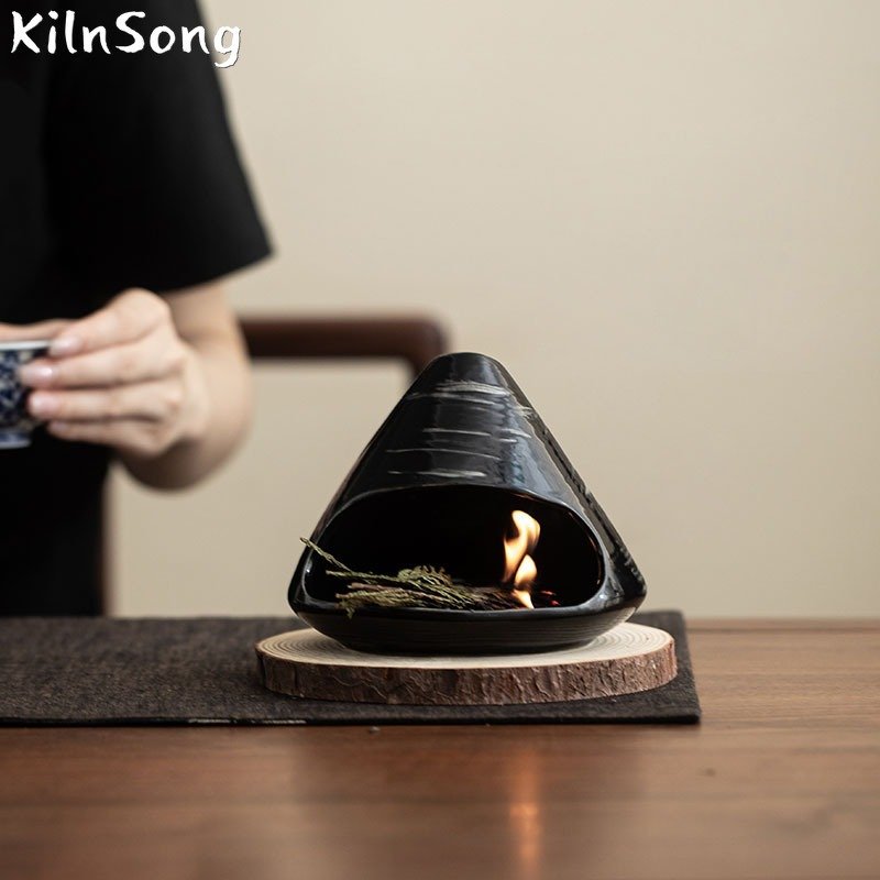 Mount Fuji Stone Texture Ceramic Backflow Incense Burner - Handmade Mountain Smoke Holder