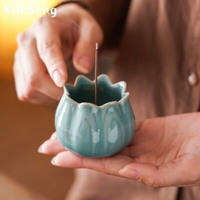 Petal Ceramic Incense Burner - Handmade Small Flower Incense Holder