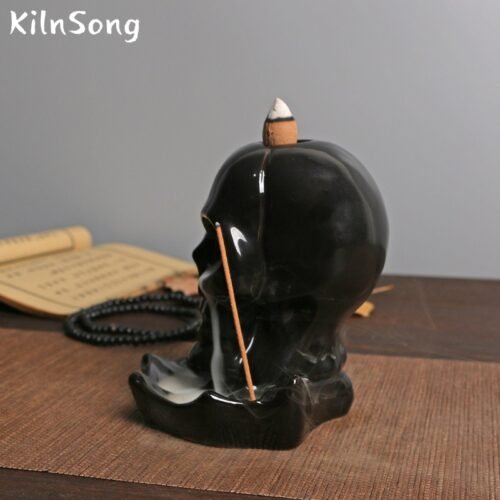 Skull Backflow Incense Burner - Gothic Ceramic Smoke Holder