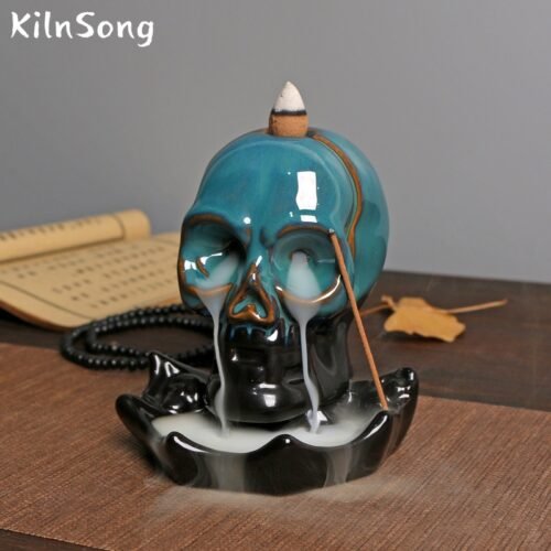 Skull Backflow Incense Burner - Gothic Ceramic Smoke Holder