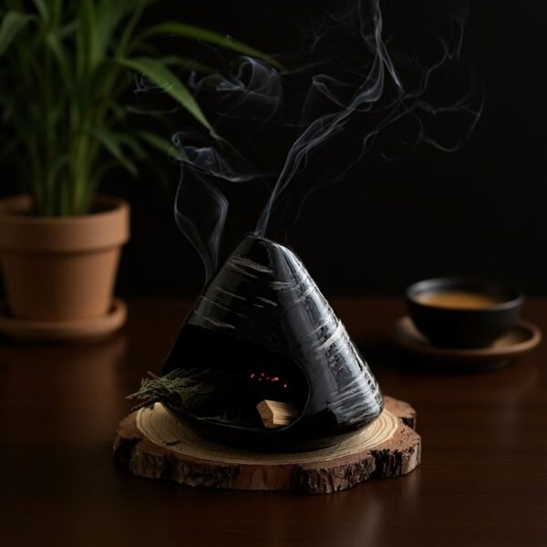Mount Fuji Stone Texture Ceramic Backflow Incense Burner - Handmade Mountain Smoke Holder
