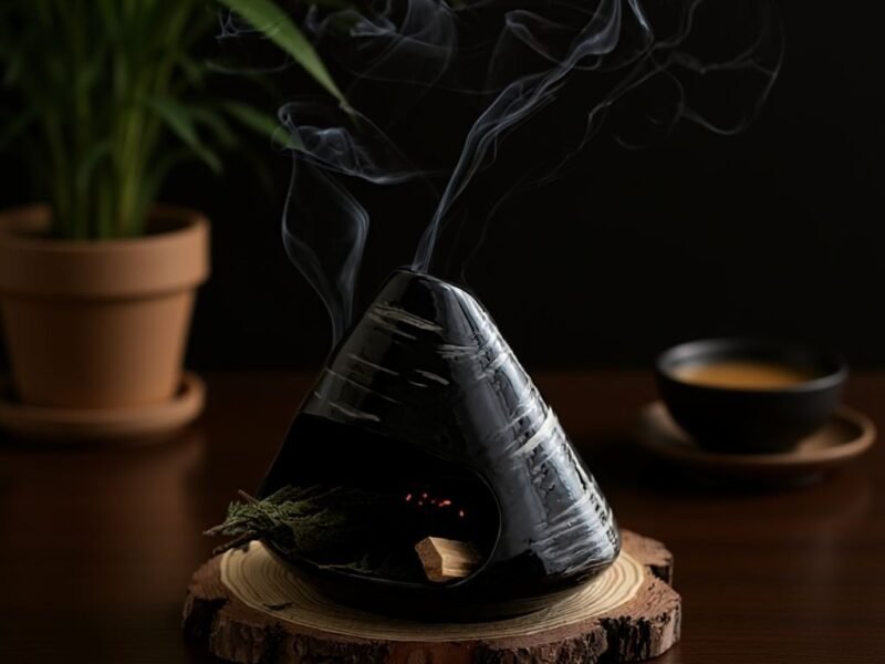 Mount Fuji Stone Texture Ceramic Backflow Incense Burner - Handmade Mountain Smoke Holder