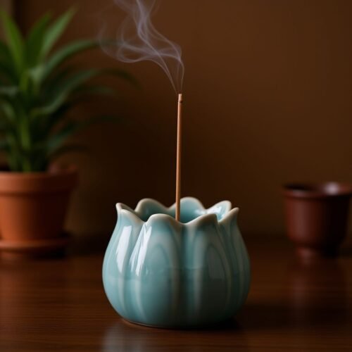 ComfyUI_00027_ Petal Ceramic Incense Burner - Handmade Small Flower Incense Holder