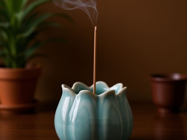 ComfyUI_00027_ Petal Ceramic Incense Burner - Handmade Small Flower Incense Holder