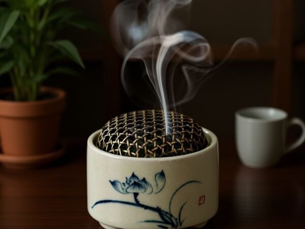 ComfyUI_00042_ Hand Painted Landscape Ceramic Incense Burner - Artistic Mountain Smoke Holder