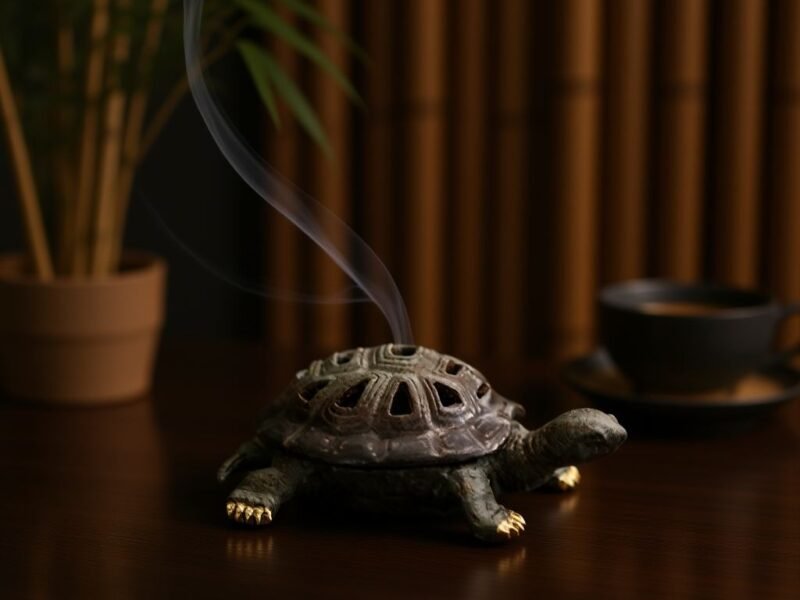 Turtle & Auspicious Cloud Ceramic Incense Burner