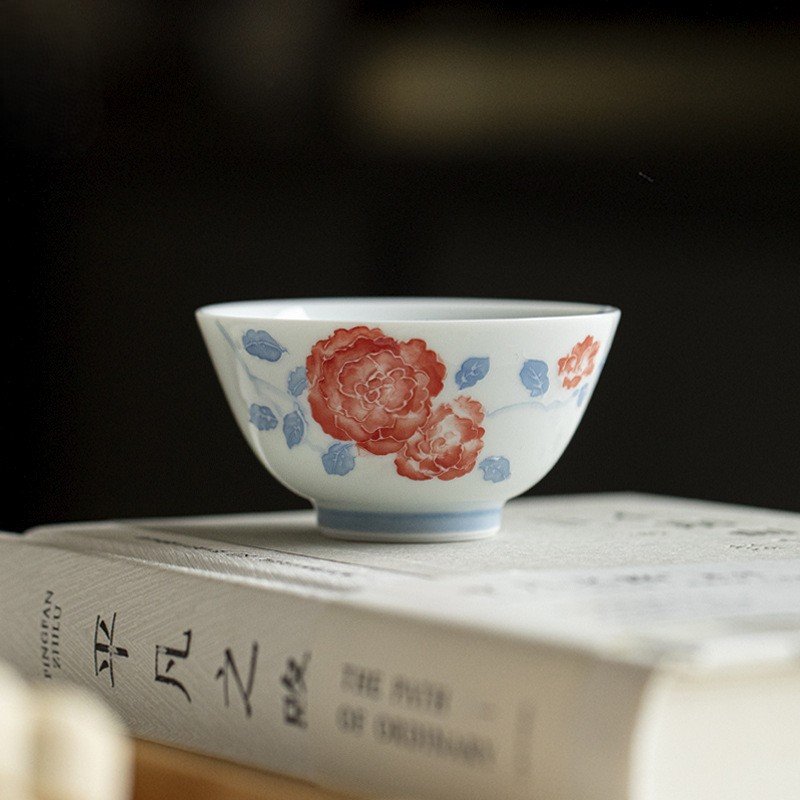 Hand-Painted White Porcelain Teacup – Twelve Flower Goddesses Collection