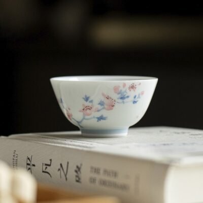 Hand-Painted White Porcelain Teacup – Twelve Flower Goddesses Collection