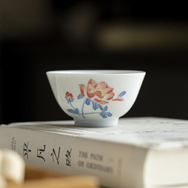 Hand-Painted White Porcelain Teacup – Twelve Flower Goddesses Collection