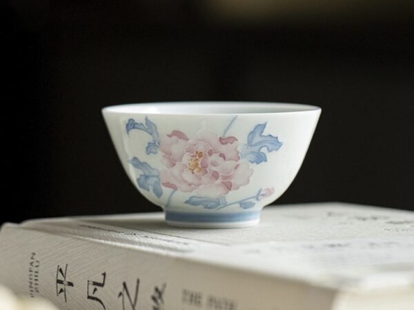 芙蓉 Hand-Painted White Porcelain Teacup – Twelve Flower Goddesses Collection