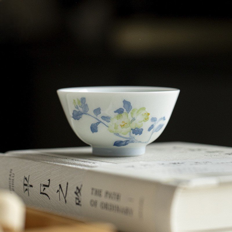 Hand-Painted White Porcelain Teacup – Twelve Flower Goddesses Collection
