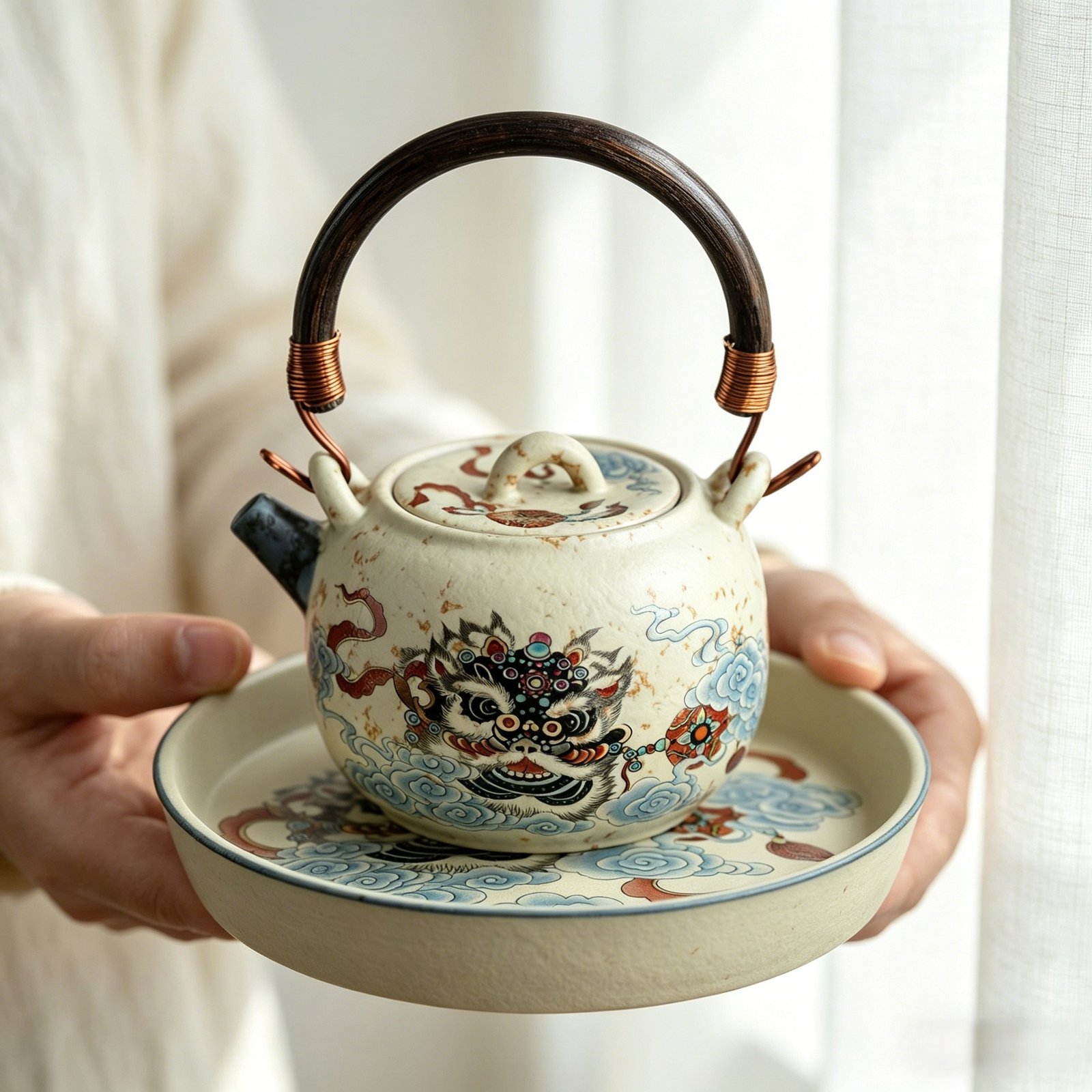 image_5 Jade Clay Blush Lily Teapot - Melodic Zen Ceramic Kettle